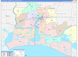 Lake Charles Metro Area Wall Map Color Cast Style 2026